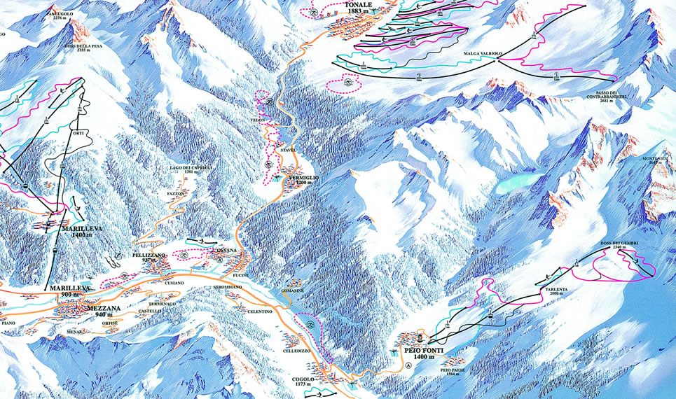 Val di Sole - Mappa piste Passo Tonale